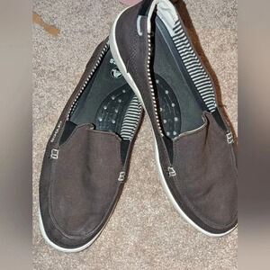 Crocs Women's Walu Canvas Loafer Brown Slip On Shoes Size 11